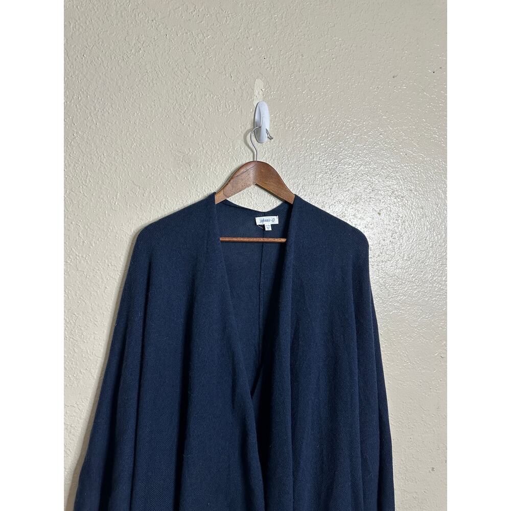 johnnie-O Louisa Wool Cashmere Draped Wrap Poncho Cardigan One Size Navy - Picture 5 of 9
